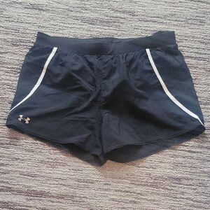 Under Armour Women's Black Athletic Shorts with White Trim